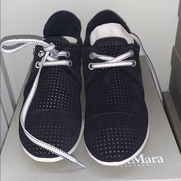 NEW MAXMARA MM41 Navy  Blue Suede Sneakers size US 6 - Picture 3 of 11